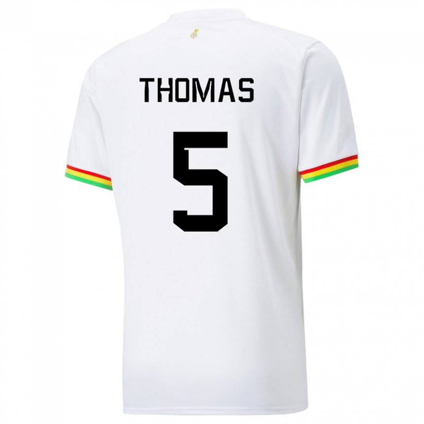 Barn Ghanas Thomas Partey #5 Hvit Hjemmetrøye Drakt Trøye 22-24 Skjorter T-skjorte
