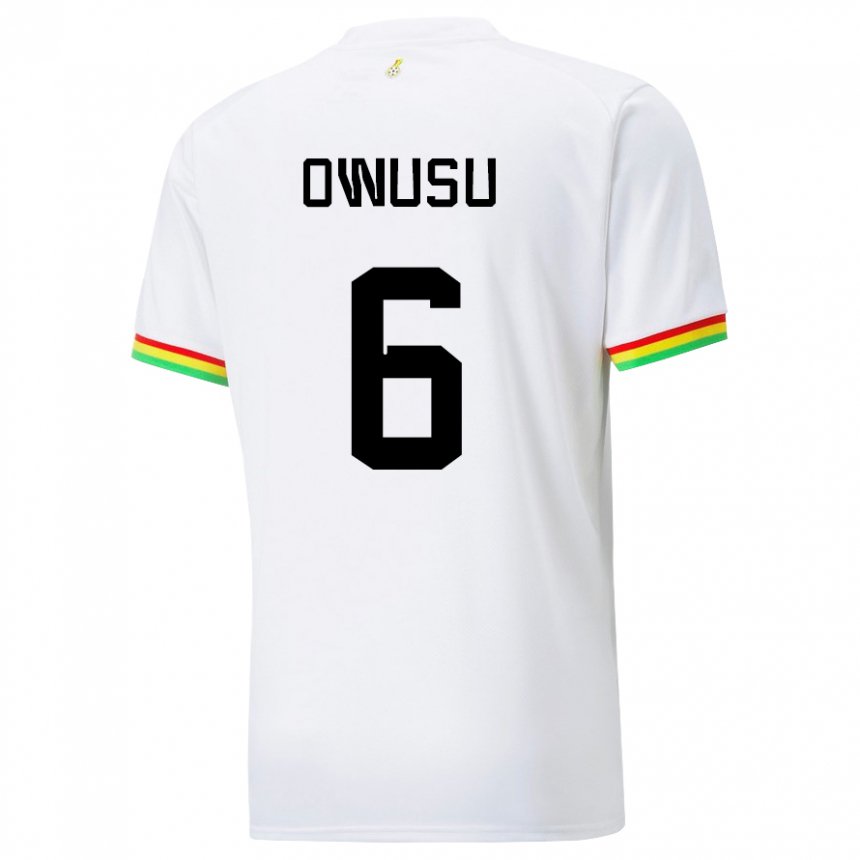 Barn Ghanas Elisha Owusu #6 Hvit Hjemmetrøye Drakt Trøye 22-24 Skjorter T-skjorte