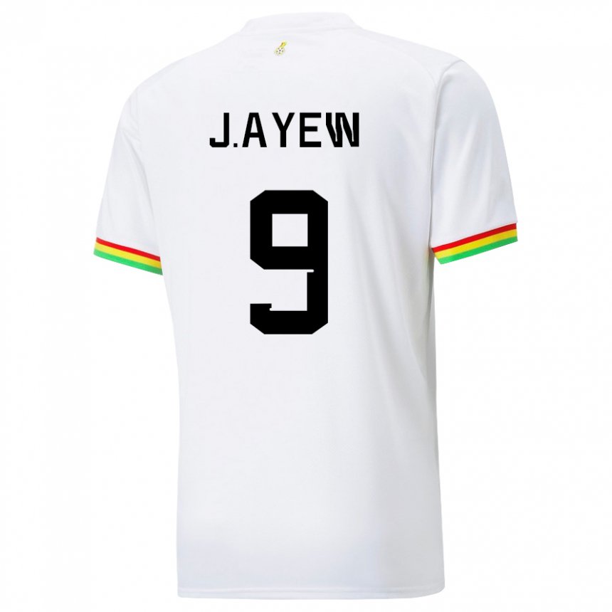 Barn Ghanas Jordan Ayew #9 Hvit Hjemmetrøye Drakt Trøye 22-24 Skjorter T-skjorte