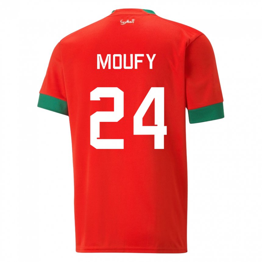 Barn Marokkos Fahd Moufy #24 Rød Hjemmetrøye Drakt Trøye 22-24 Skjorter T-skjorte