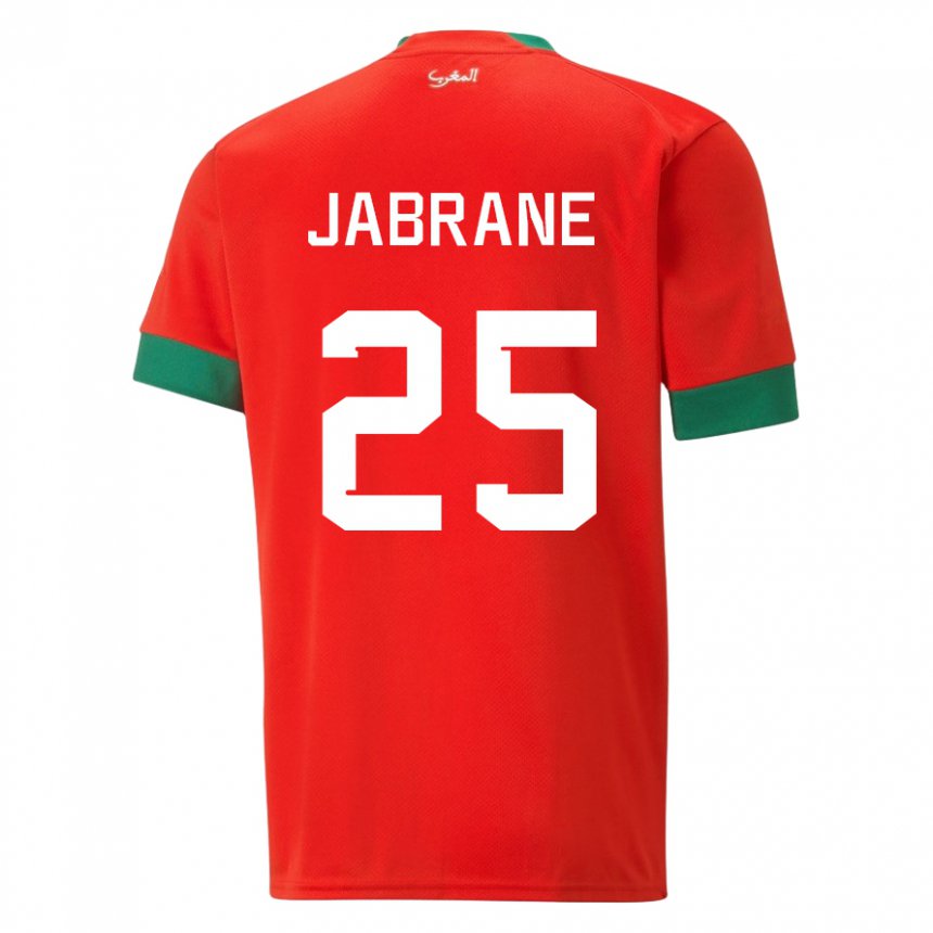 Barn Marokkos Yahya Jabrane #25 Rød Hjemmetrøye Drakt Trøye 22-24 Skjorter T-skjorte