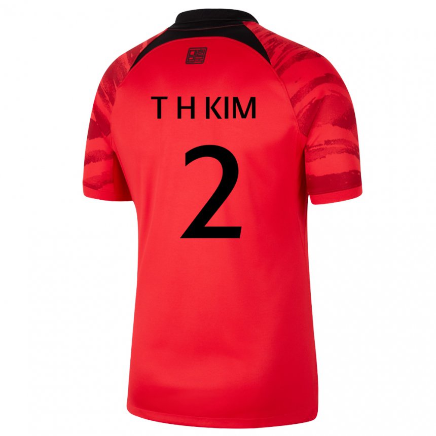 Barn Sør-koreas Tae-hwan Kim #2 Rød Svart Hjemmetrøye Drakt Trøye 22-24 Skjorter T-skjorte