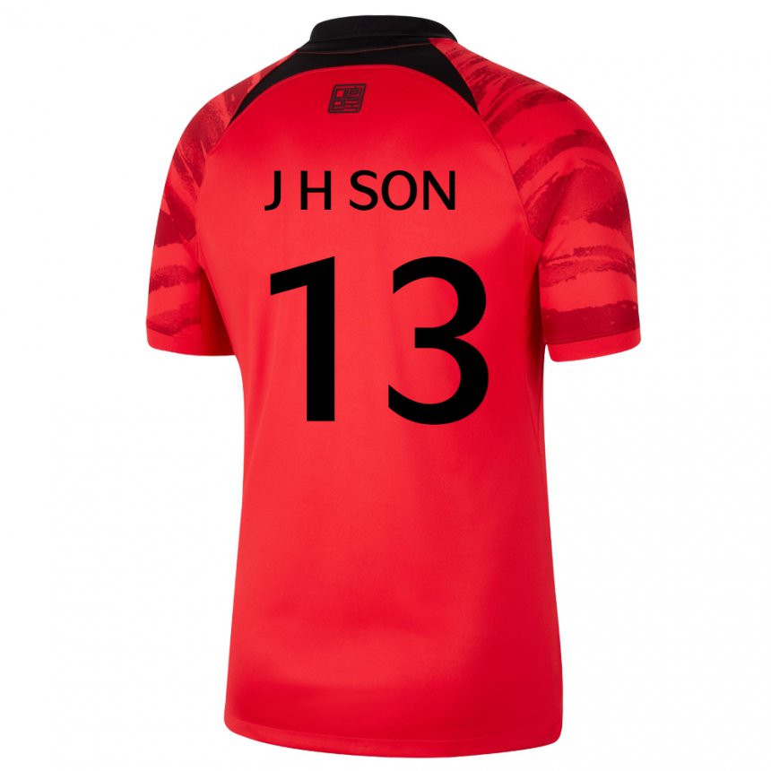 Barn Sør-koreas Jun-ho Son #13 Rød Svart Hjemmetrøye Drakt Trøye 22-24 Skjorter T-skjorte