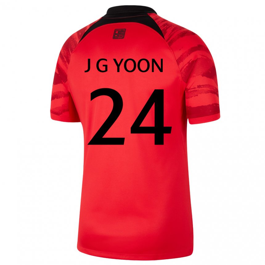 Barn Sør-koreas Jong-gyu Yoon #24 Rød Svart Hjemmetrøye Drakt Trøye 22-24 Skjorter T-skjorte