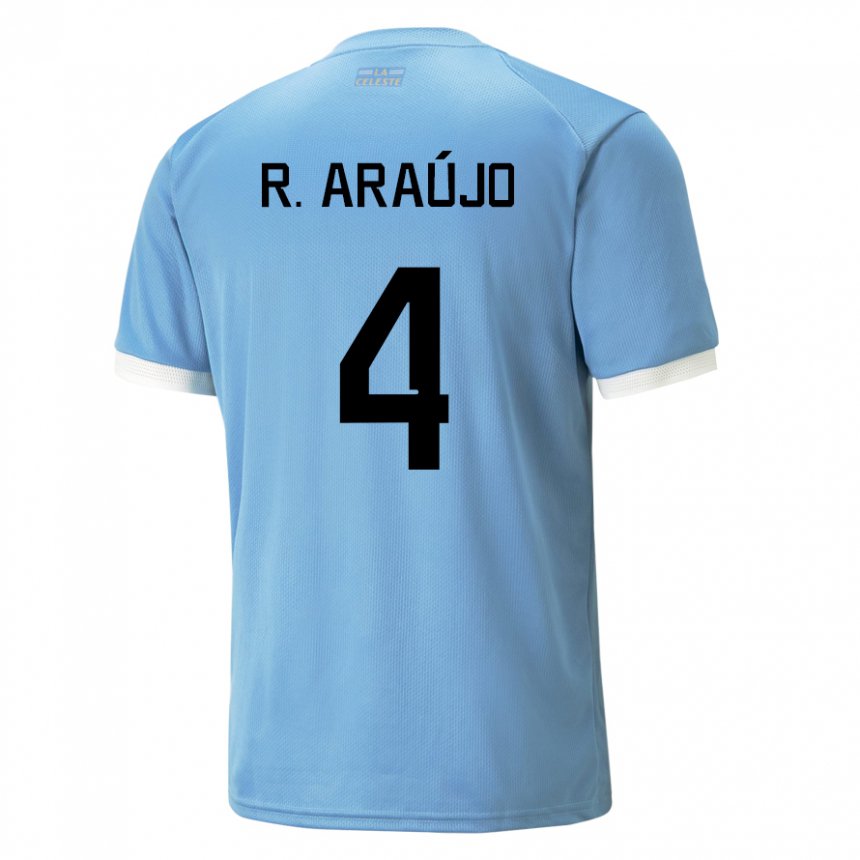 Barn Uruguays Ronald Araujo #4 Blå Hjemmetrøye Drakt Trøye 22-24 Skjorter T-skjorte