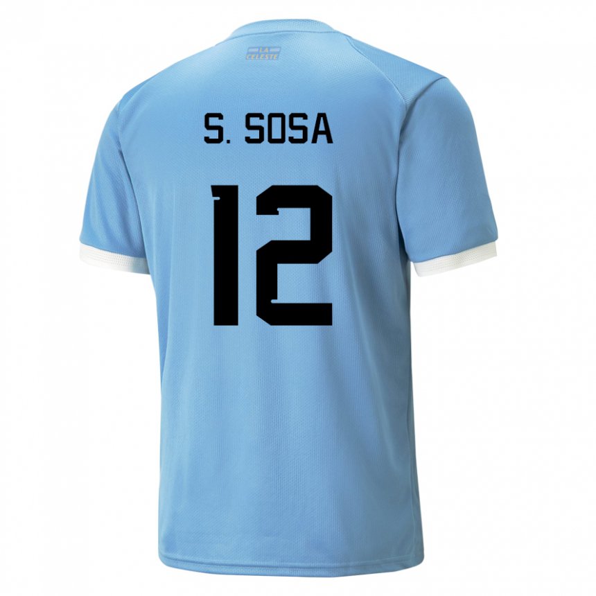 Barn Uruguays Sebastian Sosa #12 Blå Hjemmetrøye Drakt Trøye 22-24 Skjorter T-skjorte
