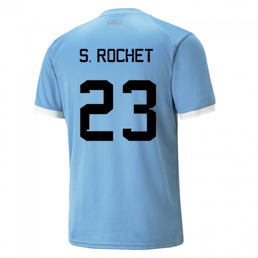 Barn Uruguays Sergio Rochet #23 Blå Hjemmetrøye Drakt Trøye 22-24 Skjorter T-skjorte
