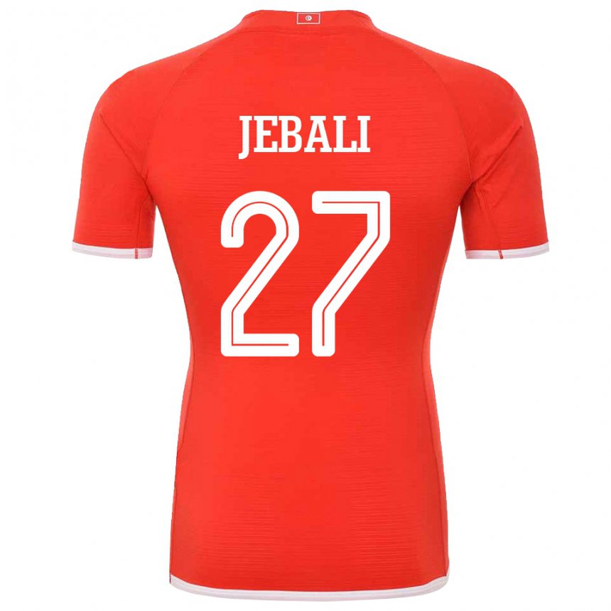Barn Tunisias Issam Jebali #27 Rød Hjemmetrøye Drakt Trøye 22-24 Skjorter T-skjorte