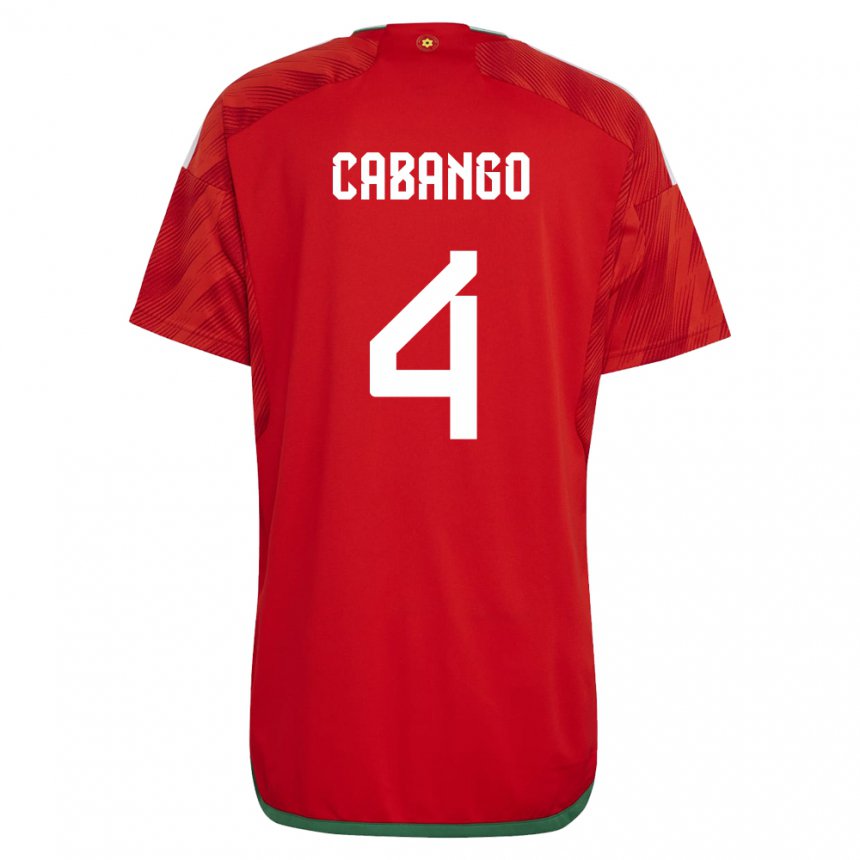 Barn Wales Ben Cabango #4 Rød Hjemmetrøye Drakt Trøye 22-24 Skjorter T-skjorte
