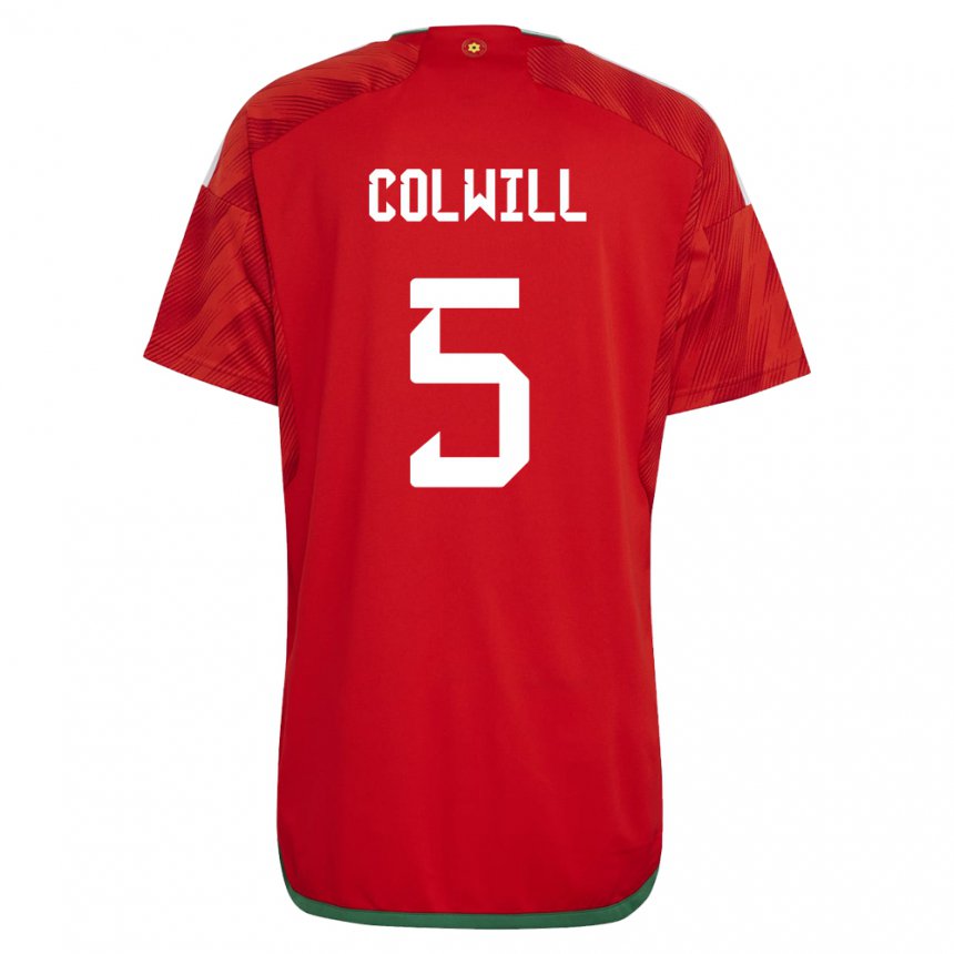 Barn Wales Rubin Colwill #5 Rød Hjemmetrøye Drakt Trøye 22-24 Skjorter T-skjorte