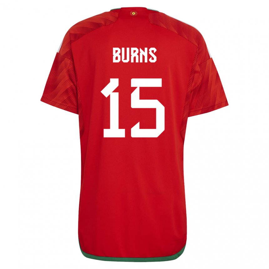 Barn Wales Wes Burns #15 Rød Hjemmetrøye Drakt Trøye 22-24 Skjorter T-skjorte