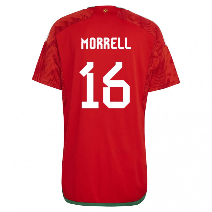 Barn Wales Joe Morrell #16 Rød Hjemmetrøye Drakt Trøye 22-24 Skjorter T-skjorte