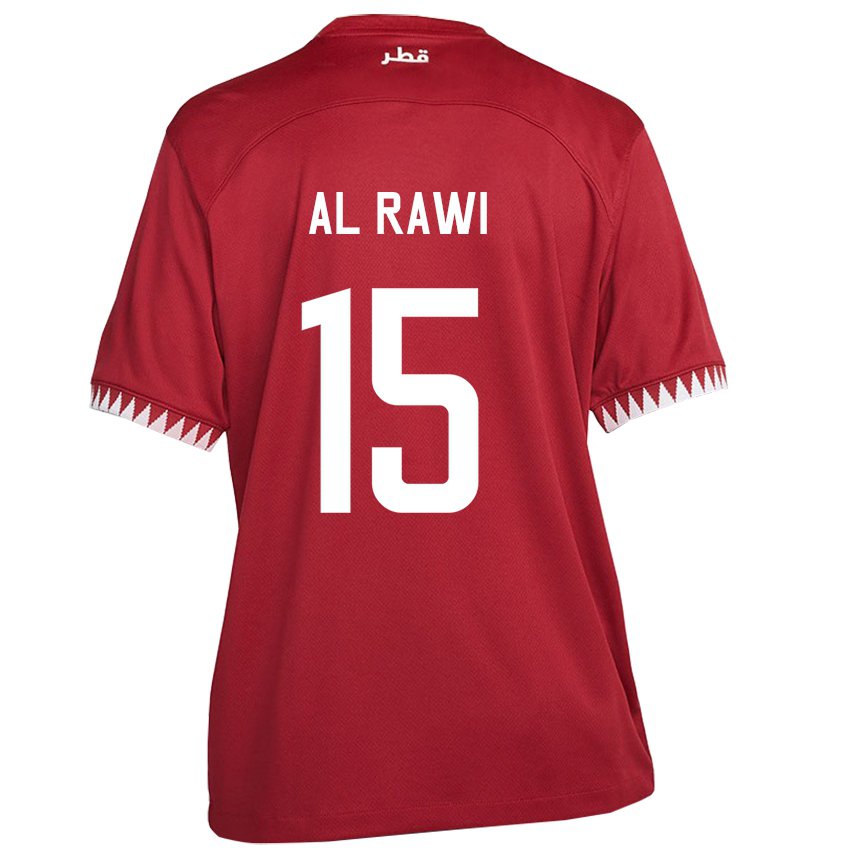 Barn Qatars Bassam Al Rawi #15 Rødbrun Hjemmetrøye Drakt Trøye 22-24 Skjorter T-skjorte