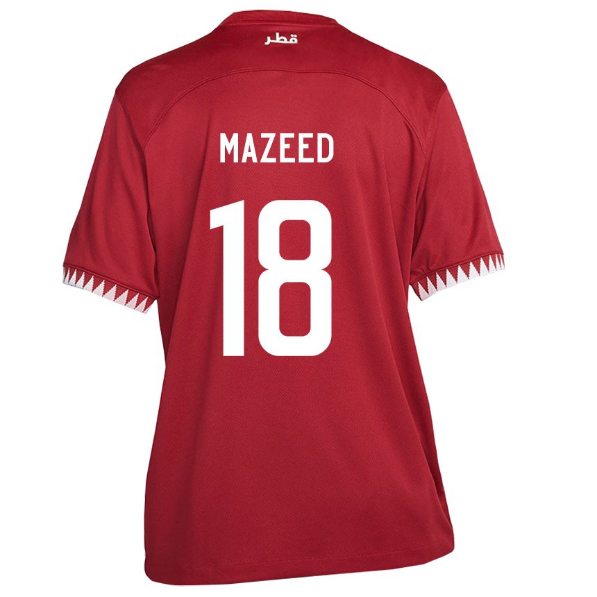 Barn Qatars Khalid Muneer Ali #18 Rødbrun Hjemmetrøye Drakt Trøye 22-24 Skjorter T-skjorte