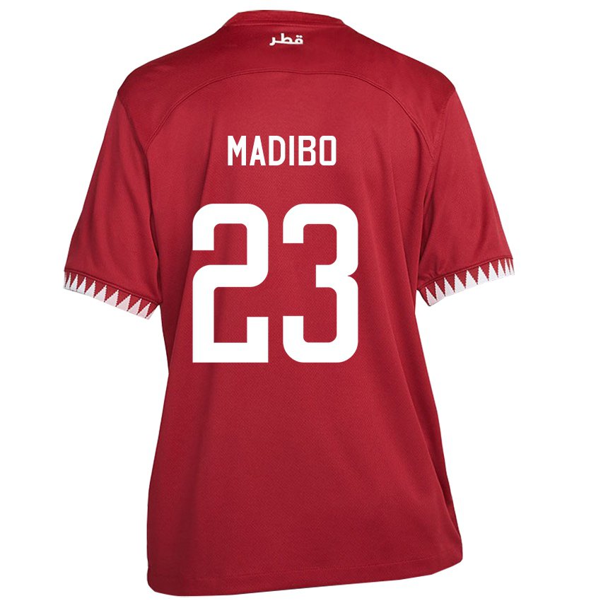 Barn Qatars Assim Madibo #23 Rødbrun Hjemmetrøye Drakt Trøye 22-24 Skjorter T-skjorte