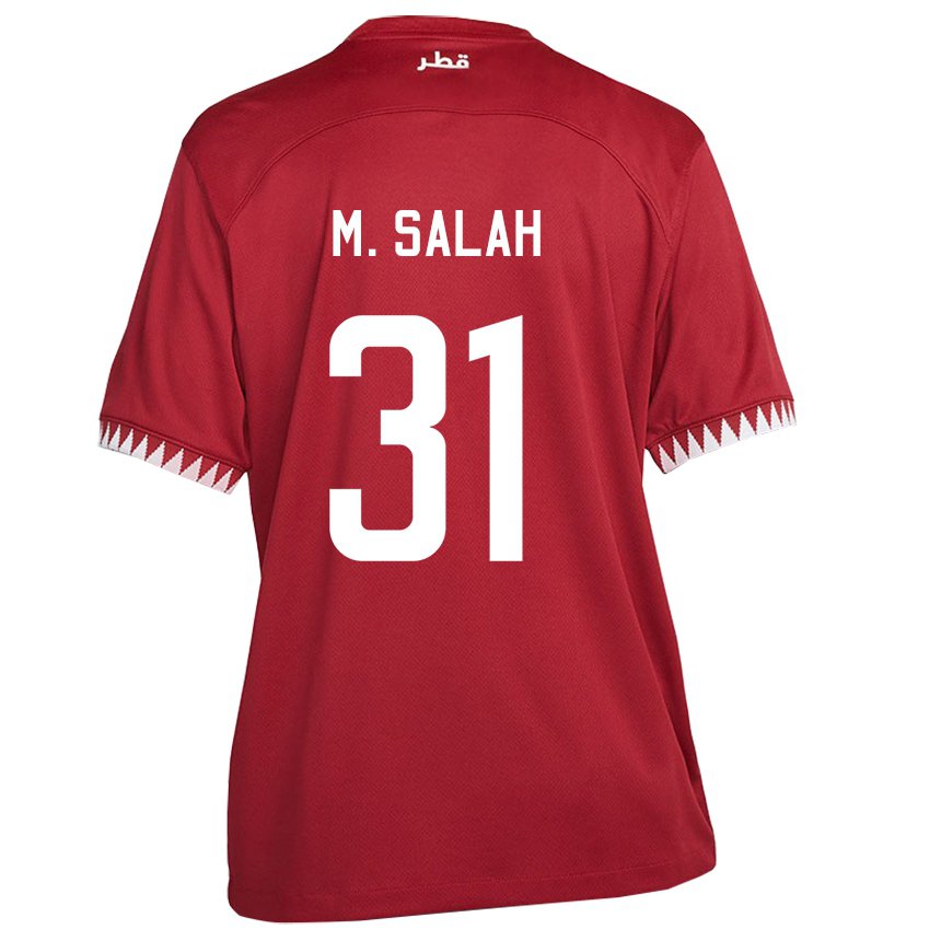 Barn Qatars Salah Zakaria #31 Rødbrun Hjemmetrøye Drakt Trøye 22-24 Skjorter T-skjorte