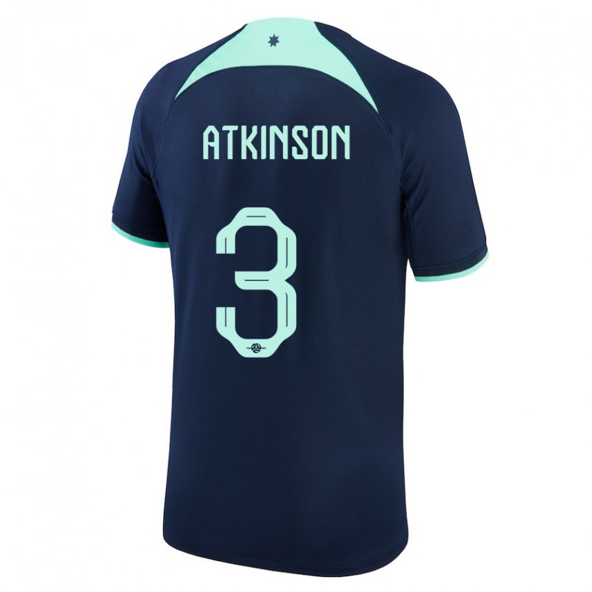 Barn Australias Nathaniel Atkinson #3 Mørke Blå Bortetrøye Drakt Trøye 22-24 Skjorter T-skjorte