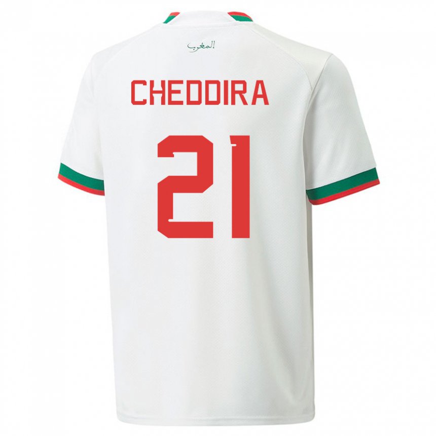 Barn Marokkos Walid Cheddira #21 Hvit Bortetrøye Drakt Trøye 22-24 Skjorter T-skjorte