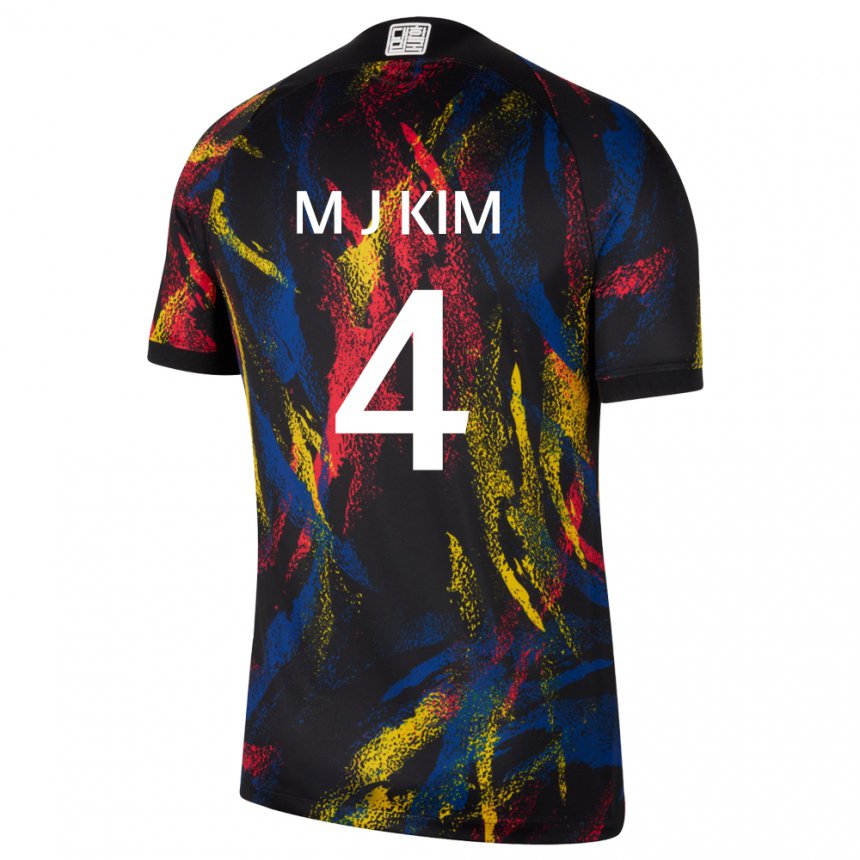 Barn Sør-koreas Min-jae Kim #4 Flerfarget Bortetrøye Drakt Trøye 22-24 Skjorter T-skjorte
