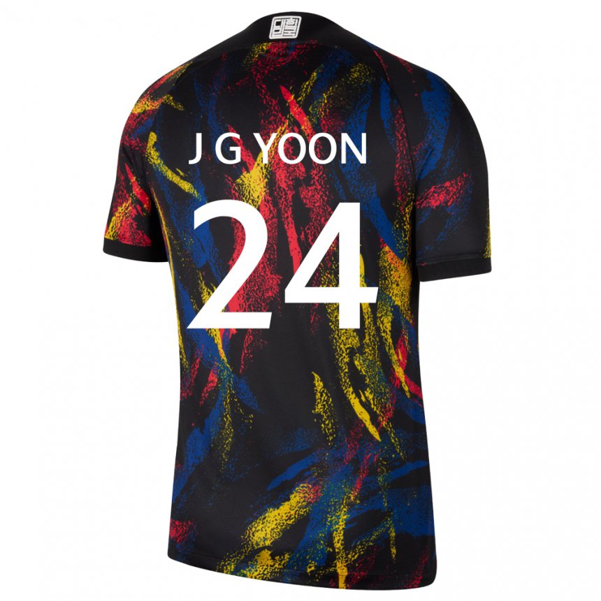 Barn Sør-koreas Jong-gyu Yoon #24 Flerfarget Bortetrøye Drakt Trøye 22-24 Skjorter T-skjorte