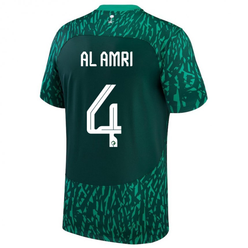 Barn Saudi-arabias Abdulelah Al Amri #4 Mørk Grønn Bortetrøye Drakt Trøye 22-24 Skjorter T-skjorte