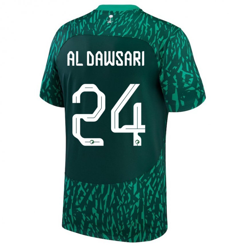 Barn Saudi-arabias Nasser Al Dawsari #24 Mørk Grønn Bortetrøye Drakt Trøye 22-24 Skjorter T-skjorte