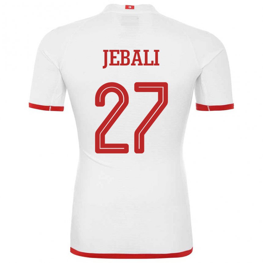 Barn Tunisias Issam Jebali #27 Hvit Bortetrøye Drakt Trøye 22-24 Skjorter T-skjorte