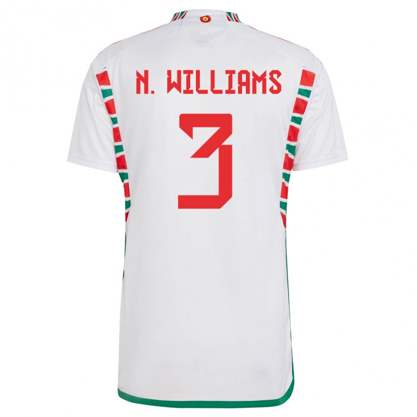 Barn Wales Neco Williams #3 Hvit Bortetrøye Drakt Trøye 22-24 Skjorter T-skjorte