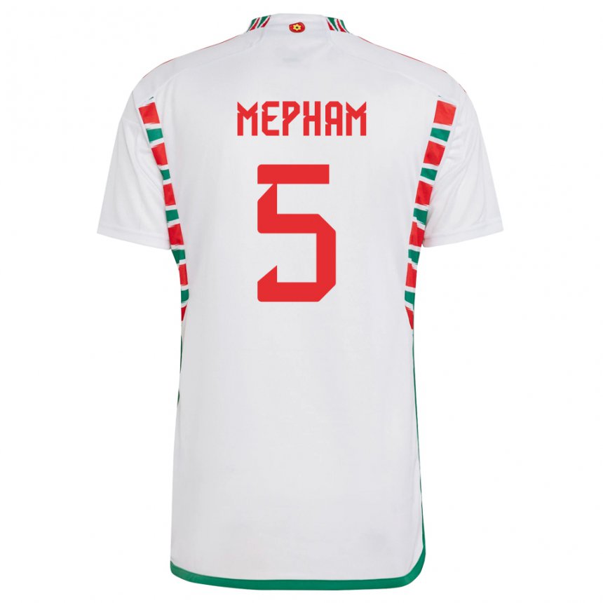 Barn Wales Chris Mepham #5 Hvit Bortetrøye Drakt Trøye 22-24 Skjorter T-skjorte