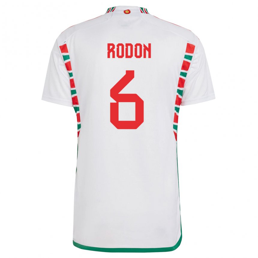 Barn Wales Joe Rodon #6 Hvit Bortetrøye Drakt Trøye 22-24 Skjorter T-skjorte