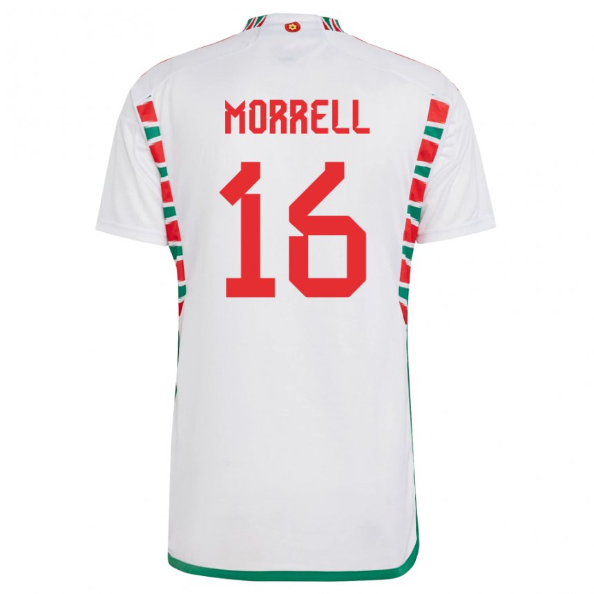 Barn Wales Joe Morrell #16 Hvit Bortetrøye Drakt Trøye 22-24 Skjorter T-skjorte