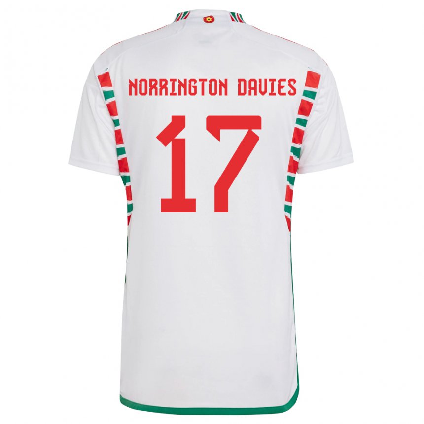 Barn Wales Rhys Norrington Davies #17 Hvit Bortetrøye Drakt Trøye 22-24 Skjorter T-skjorte