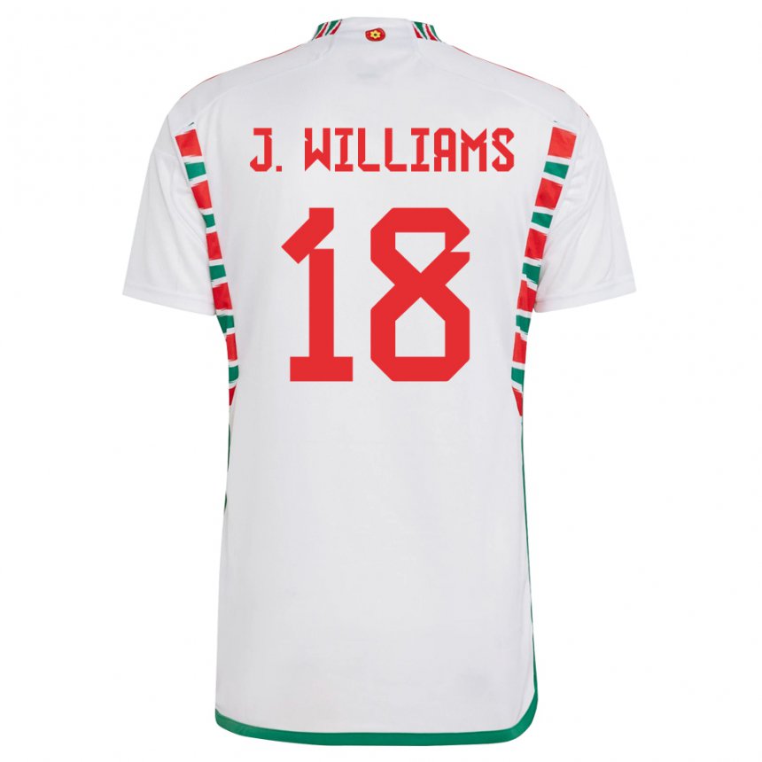 Barn Wales Jonathan Williams #18 Hvit Bortetrøye Drakt Trøye 22-24 Skjorter T-skjorte