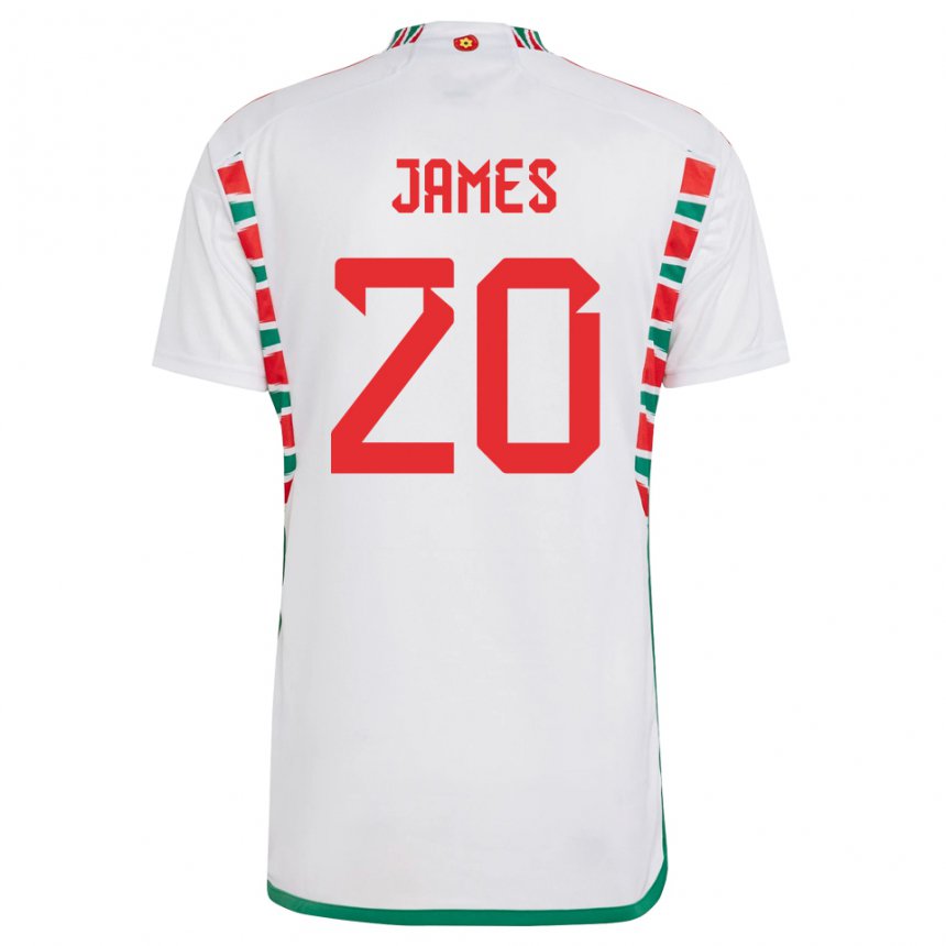 Barn Wales Daniel James #20 Hvit Bortetrøye Drakt Trøye 22-24 Skjorter T-skjorte