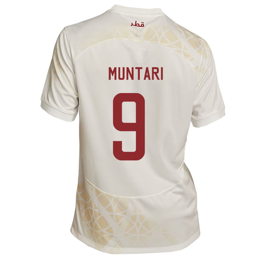 Barn Qatars Mohammed Muntari #9 Gull Beige Bortetrøye Drakt Trøye 22-24 Skjorter T-skjorte