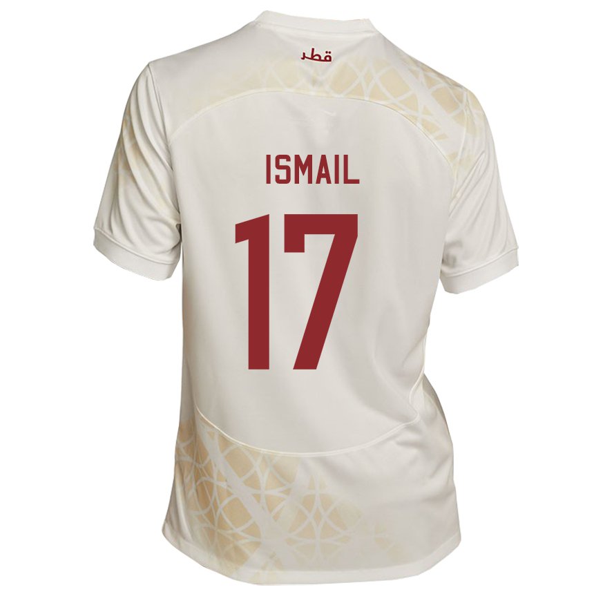 Barn Qatars Ismail Mohamad #17 Gull Beige Bortetrøye Drakt Trøye 22-24 Skjorter T-skjorte