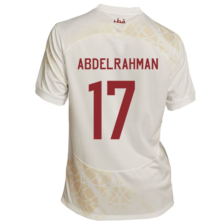 Barn Qatars Abdelrahman Fahmi Moustafa #17 Gull Beige Bortetrøye Drakt Trøye 22-24 Skjorter T-skjorte