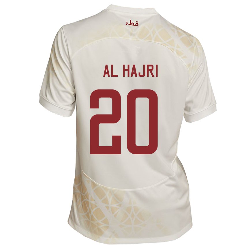 Barn Qatars Salem Al Hajri #20 Gull Beige Bortetrøye Drakt Trøye 22-24 Skjorter T-skjorte