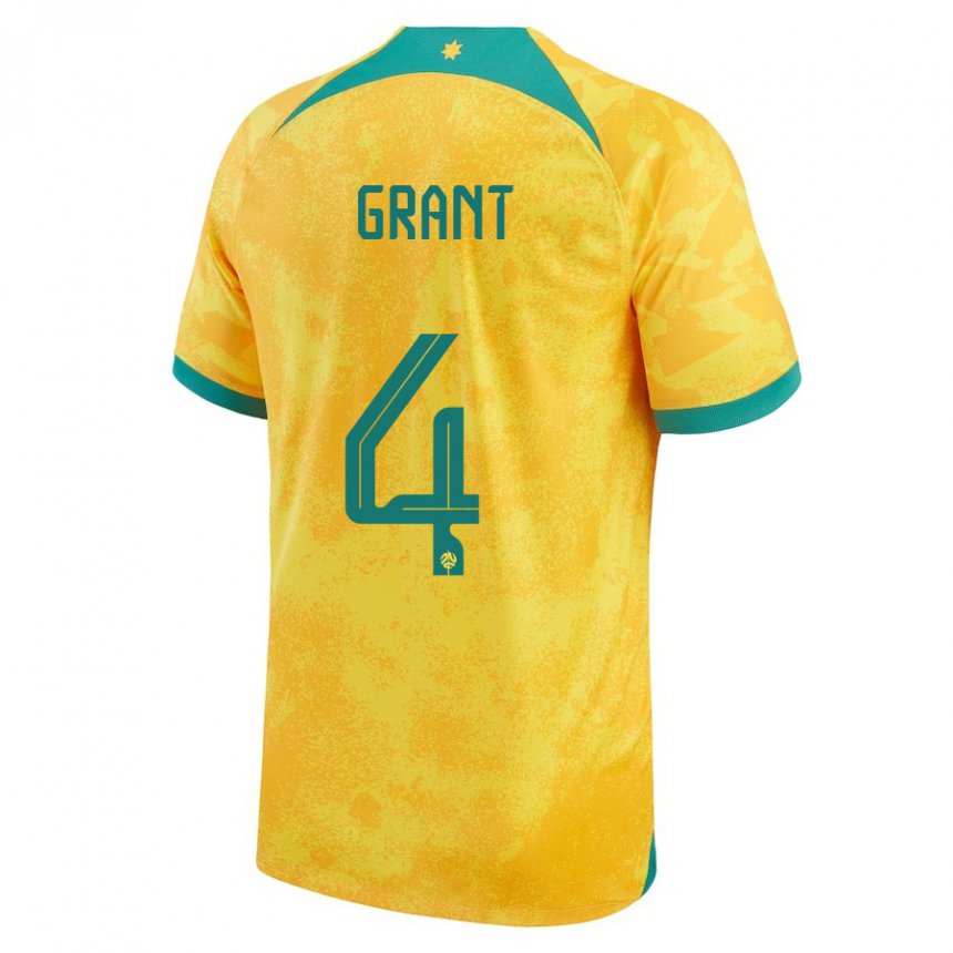 Mann Australias Rhyan Grant #4 Gylden Hjemmetrøye Drakt Trøye 22-24 Skjorter T-skjorte