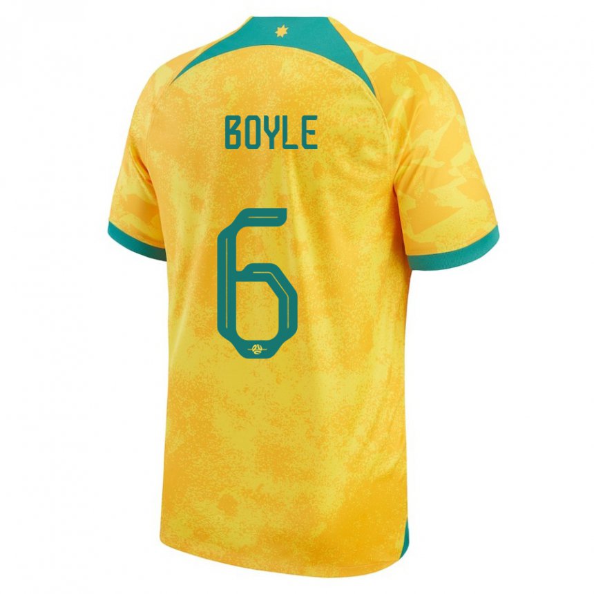 Mann Australias Martin Boyle #6 Gylden Hjemmetrøye Drakt Trøye 22-24 Skjorter T-skjorte