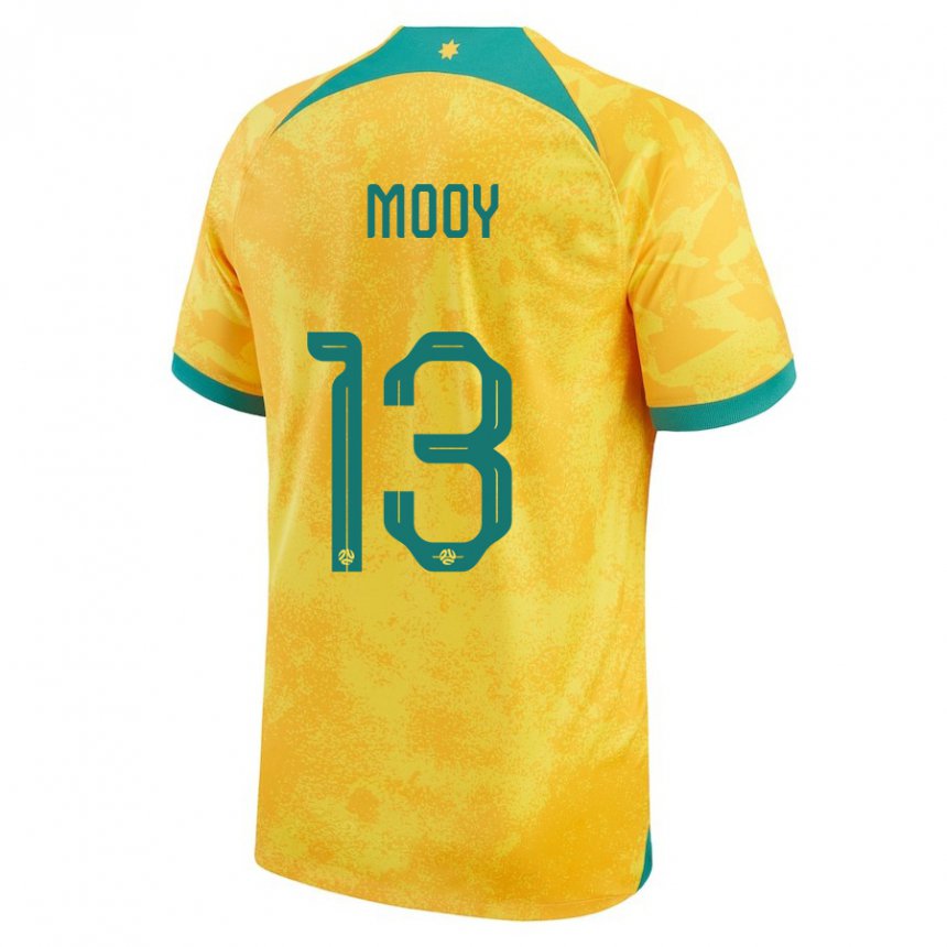 Mann Australias Aaron Mooy #13 Gylden Hjemmetrøye Drakt Trøye 22-24 Skjorter T-skjorte