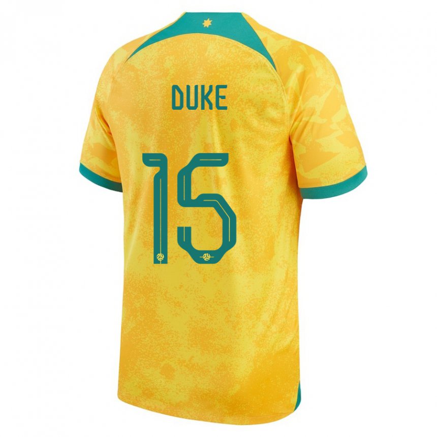 Mann Australias Mitchell Duke #15 Gylden Hjemmetrøye Drakt Trøye 22-24 Skjorter T-skjorte