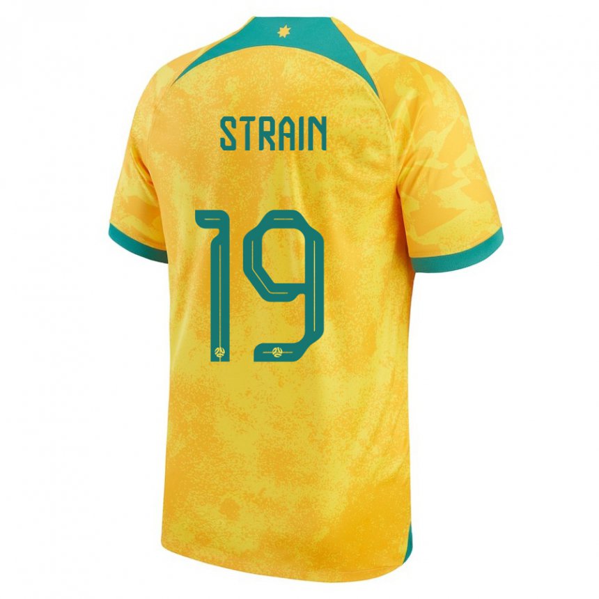 Mann Australias Ryan Strain #19 Gylden Hjemmetrøye Drakt Trøye 22-24 Skjorter T-skjorte