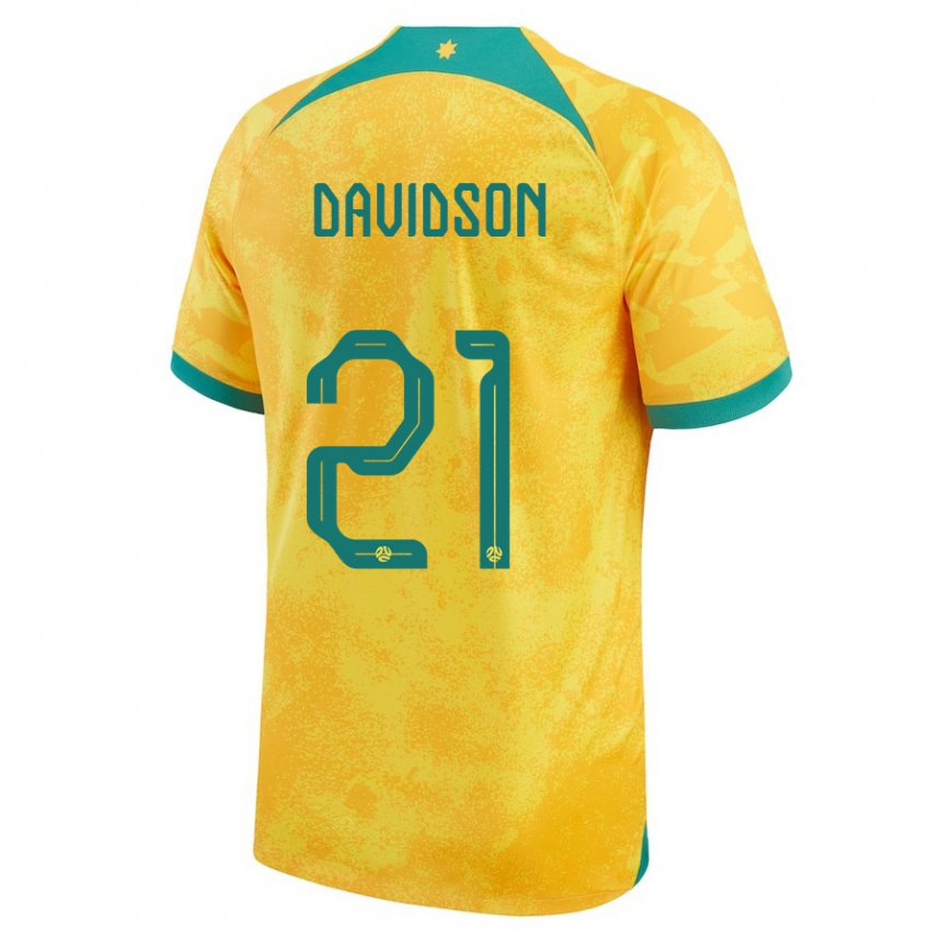 Mann Australias Jason Davidson #21 Gylden Hjemmetrøye Drakt Trøye 22-24 Skjorter T-skjorte