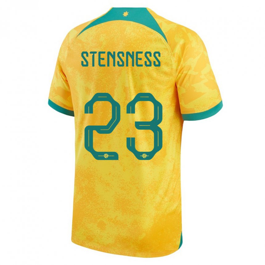 Mann Australias Gianni Stensness #23 Gylden Hjemmetrøye Drakt Trøye 22-24 Skjorter T-skjorte