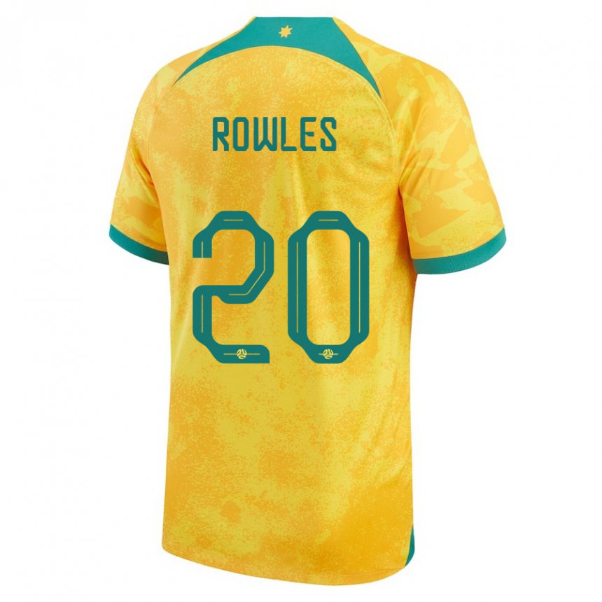 Mann Australias Kye Rowles #20 Gylden Hjemmetrøye Drakt Trøye 22-24 Skjorter T-skjorte