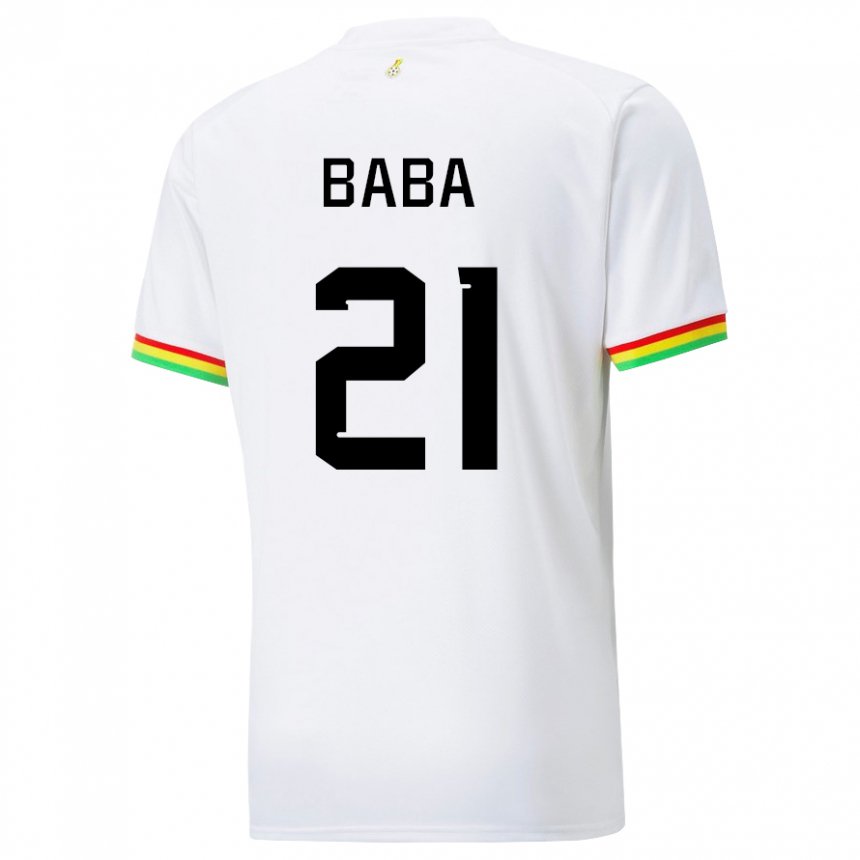 Mann Ghanas Iddrisu Baba #21 Hvit Hjemmetrøye Drakt Trøye 22-24 Skjorter T-skjorte