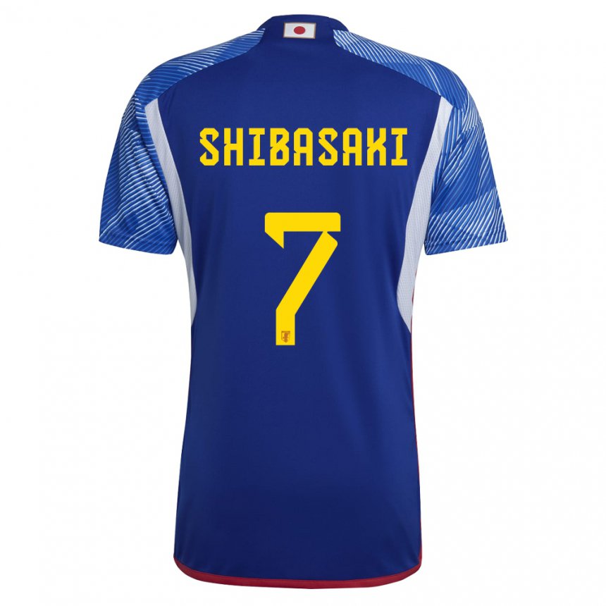 Mann Japans Gaku Shibasaki #7 Kongeblå Hjemmetrøye Drakt Trøye 22-24 Skjorter T-skjorte