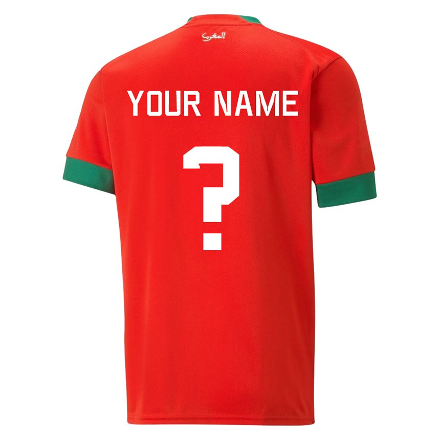 Mann Marokkos Navnet Ditt #0 Rød Hjemmetrøye Drakt Trøye 22-24 Skjorter T-skjorte