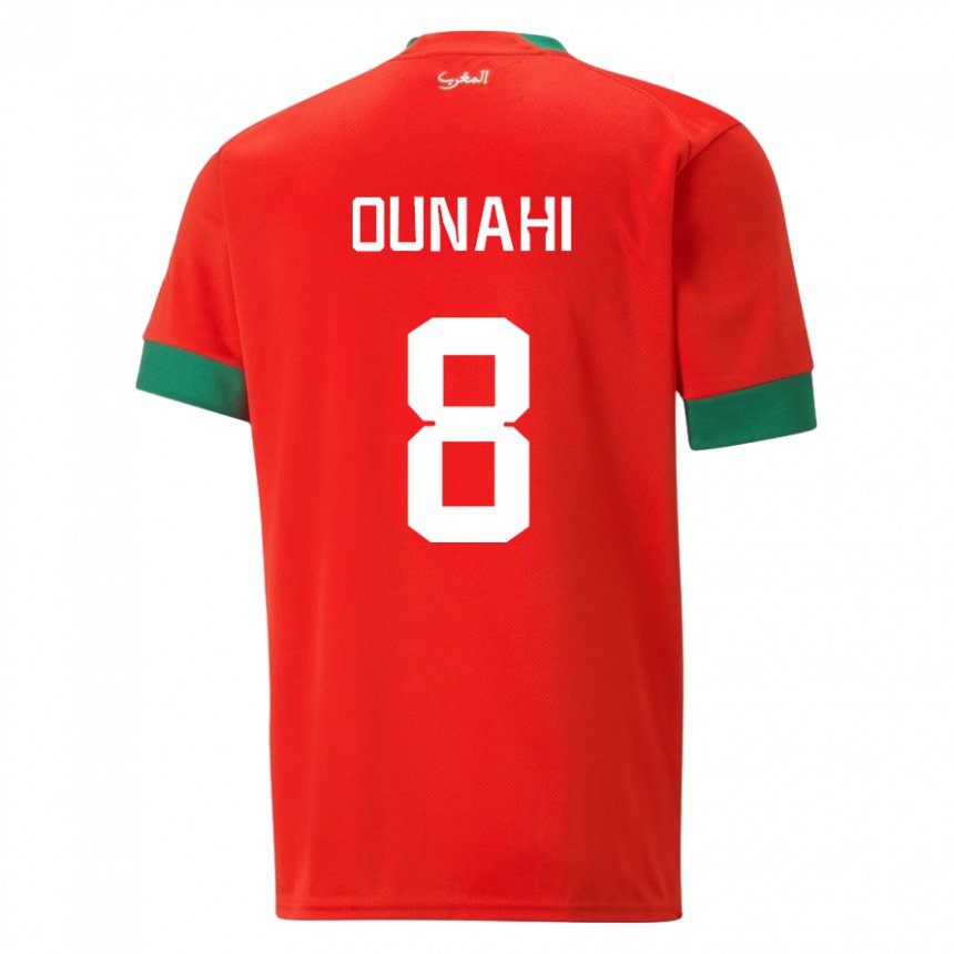 Mann Marokkos Azzeddine Ounahi #8 Rød Hjemmetrøye Drakt Trøye 22-24 Skjorter T-skjorte